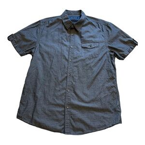 DKNY Jeans Button-Up Shirt Short Sleeve Flap Chest Pocket Collared Cotton Size L